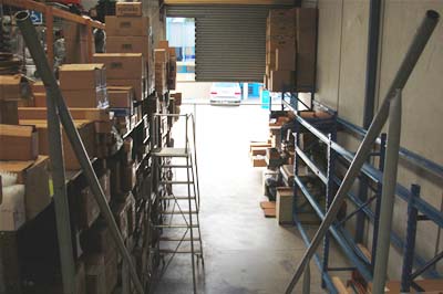 Our pallet racking waiting for the arrival of our container of bows